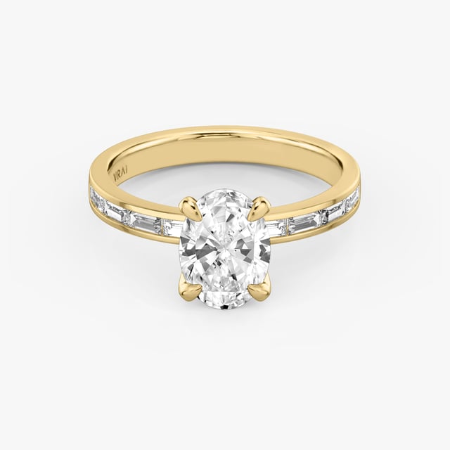 The Devotion Diamond Oval Engagement Ring | Pavé Band | Yellow Gold