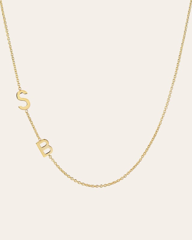 14k Gold Asymmetrical Multiple Initials Necklace