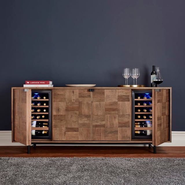 Loire American Oak Wine Credenza 2 Integrated Wine Coolers