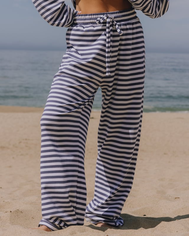 Striped Cotton Pants - Navy/White Stripe