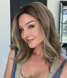Modern Luxe | Light Brunette Long Wavy Synthetic Lace Front Wig