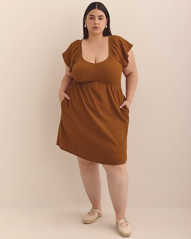 Short Dress with Smocked Sweetheart Neckline