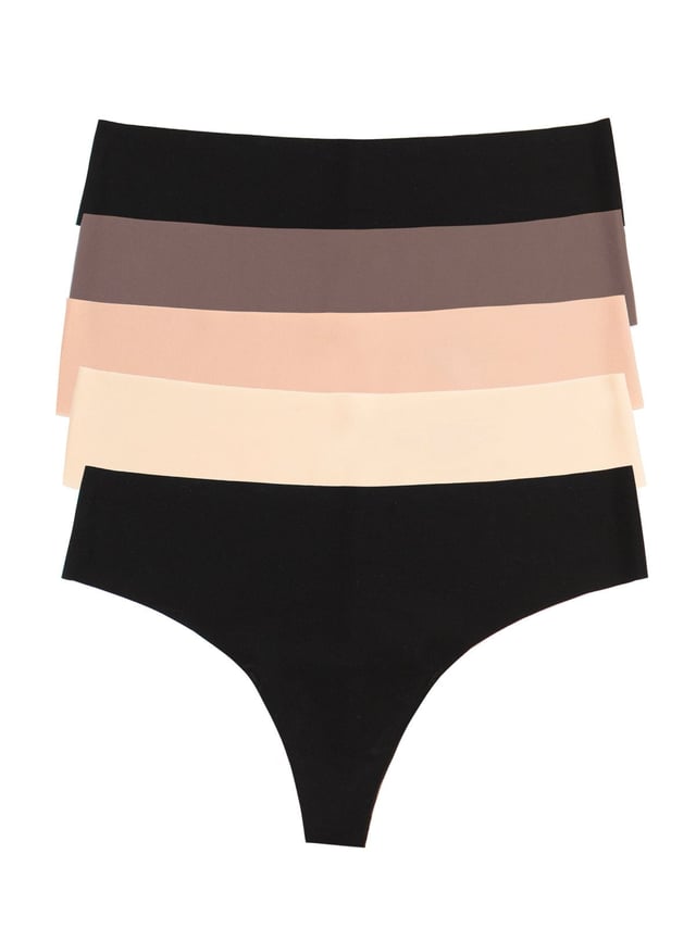 No Show Elastic Free Thong 5-Pack