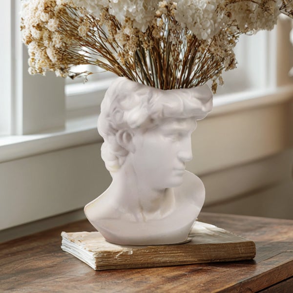 Sculpted Ceramic David Bust Planter