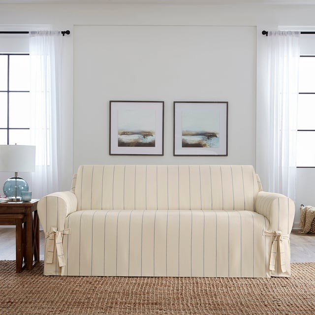 Heavyweight Cotton Duck One Piece Sofa Slipcover | 100% Cotton | Machine Washable