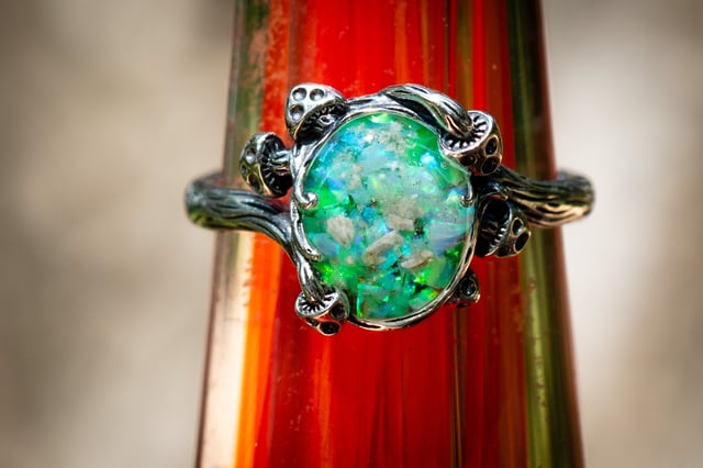 Mushroom Opal Cremation Ring