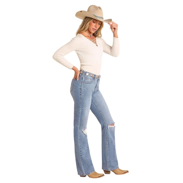 Rock & Roll Denim Women's Distressed High Rise Jean