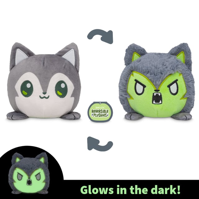 Halloween Wolf & Werewolf 4" Reversible Plushie (Glow)