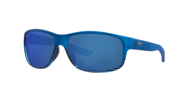 MAUI JIM Kaiwi Channel Blue Black Havana - Unisex Sunglasses, Blue Hawaii Mirror Polarized Lens