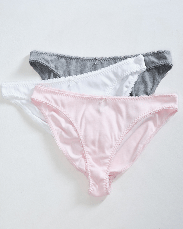 The Brief 3-Pack: Cotton Jersey White, Grey & Baby Pink