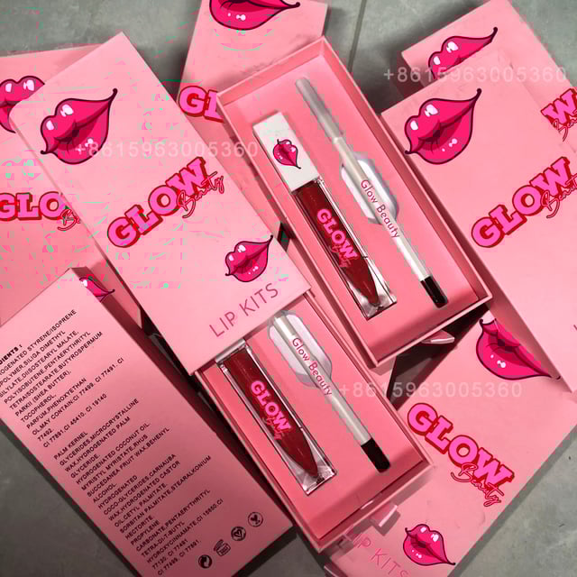 Cosmetics Makeup Gift Sets DIY Vegan High Pigment Lip Liner & Lip Gloss Kit Box Packaging Custom Lip Kits