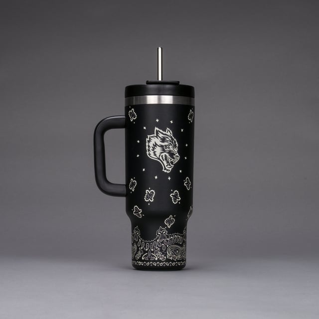 Western Wolf Travel Tumbler in Black