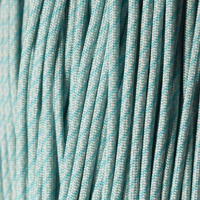 550 Paracord White with Turquoise (Helix) Made in the USA Nylon/Nylon (100 ft)
