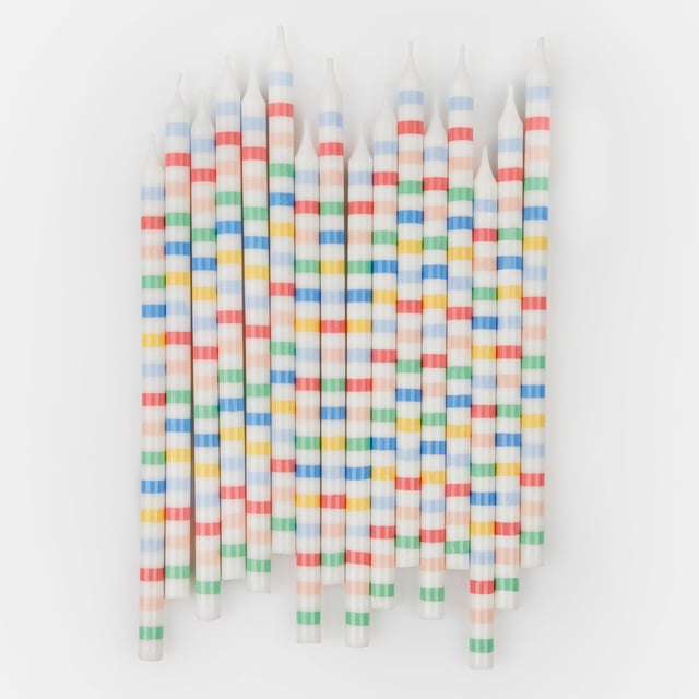 Multi Stripe Candles (x 16)