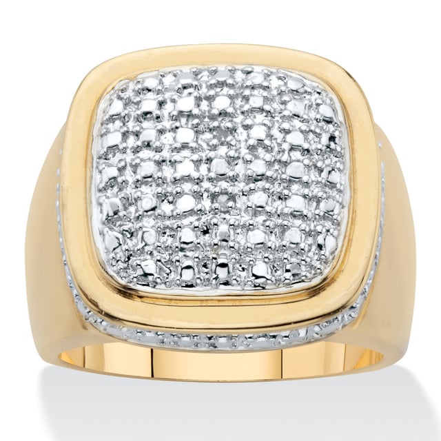 Men's Round Diamond Accent Grid Ring 14K Gold Plated