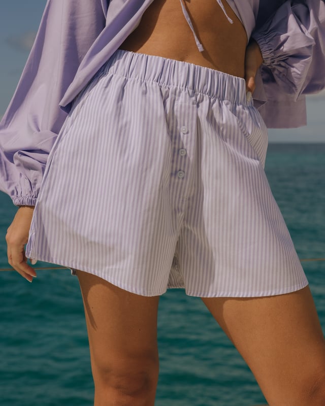Poplin Resort Shorts - Wink/White Stripe