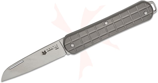 Fox Knives FX-VPGP130 TI Vulpis Slipjoint Folding Knife 2.17 inch M390 Polished Wharncliffe Blade, Gray Grenade Pattern Titanium Handles