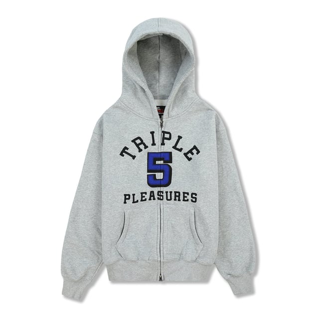 Pleasures Men 555 Applique Zip Up Hoodie Heather Grey