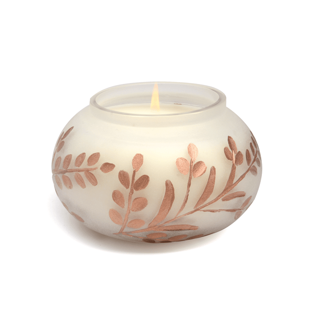 Cypress & Fir - 9oz Frosted White Glass with Copper Metallic Branch Etching