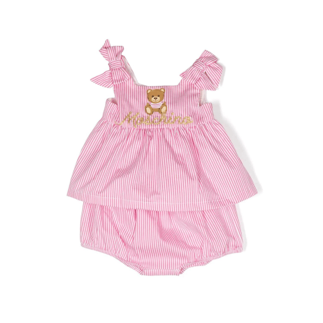 Moschino Baby Girl Teddy Bear striped dress gift box