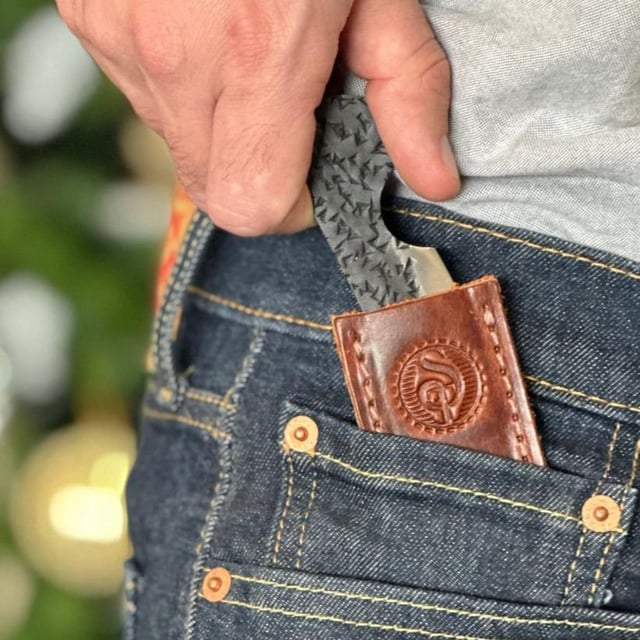 Mini Pocket Knife With Leather Sheath