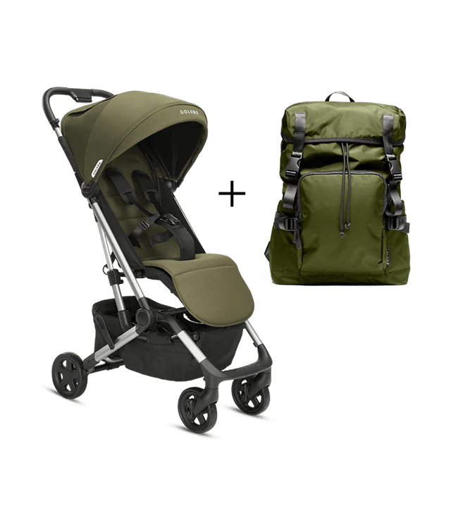 Compact Stroller and Parent Backpack Bundle, Olive