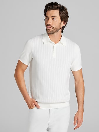 Jacquard Stripe Short Sleeve Polo Sweater