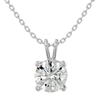 1 Carat Moissanite Necklace in Solid 14K White Gold