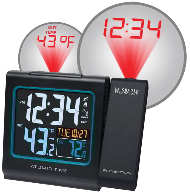 616-146V4 Atomic Projection Alarm Clock with In/Out Temperature