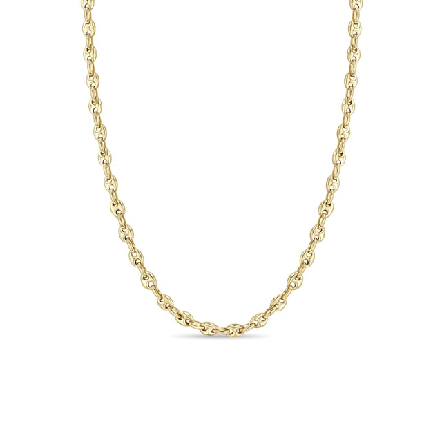 14k Gold Small Puffed Mariner Chain Necklace