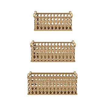 RGI Home Paper Cord Storage Baskets with Cane Weave, 3-Pc. Set