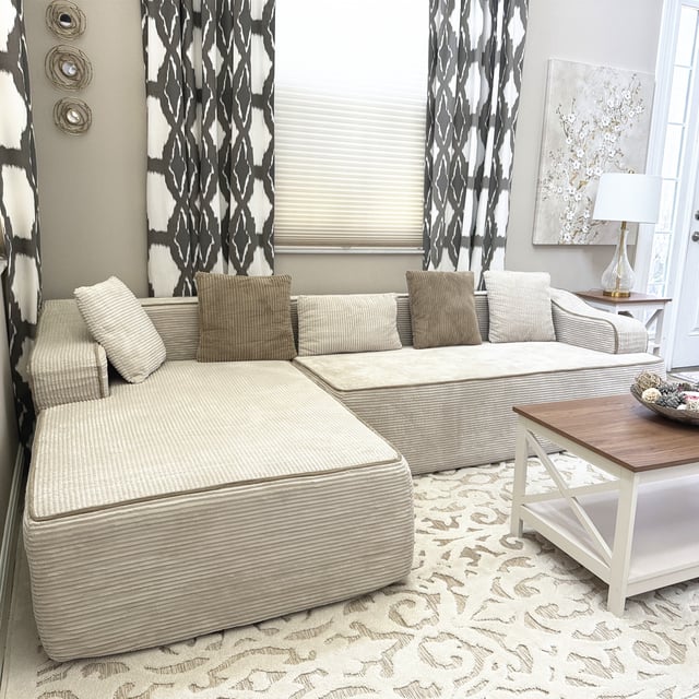 Sophia & William 3 Seat Convertible L-Shaped Sectional Sofa Couch for Living Room
