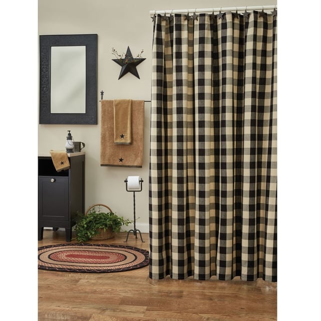 Rustic Black Checkered Shower Curtain