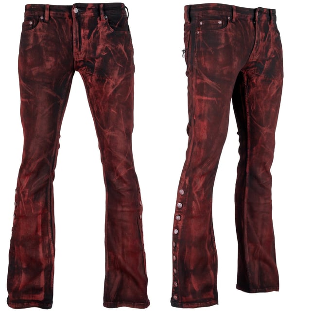 Wornstar Custom Jeans - Side Button - Black Cherry Bomb Alloy Wash
