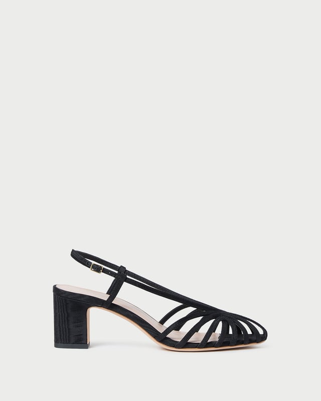 Priscilla Black Moiré Heeled Sandal