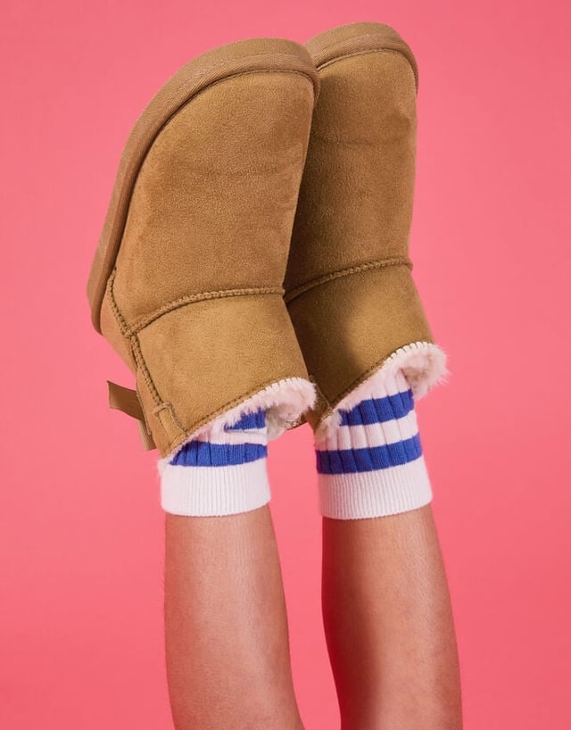 Girls Bow Suedette Boots Tan