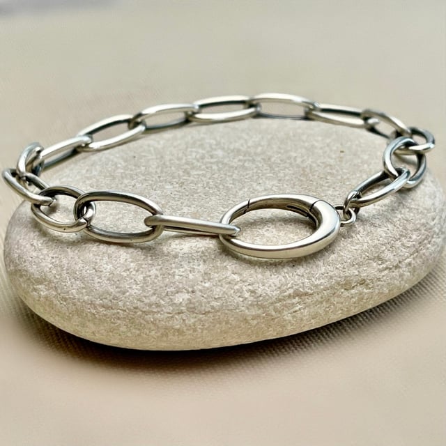 Sterling Silver Push Clasp Charm Bracelet
