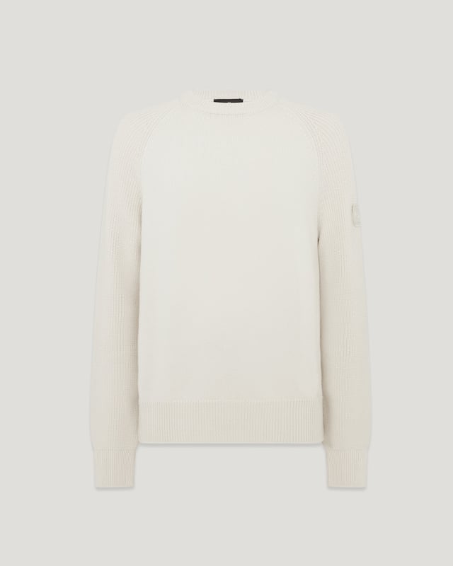 Men's Merino Wool Aspect Crewneck Jumper in Silver Birch | Belstaff UK