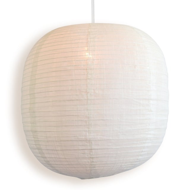 Oblong Shaped Linen Fabric Lantern Lampshade, Handcrafted, Durable, White Beige (16"W x 16"H)