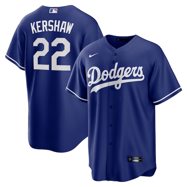 Los Angeles Dodgers Nike Official Replica Alternate Jersey - Mens with Kershaw 22 printing