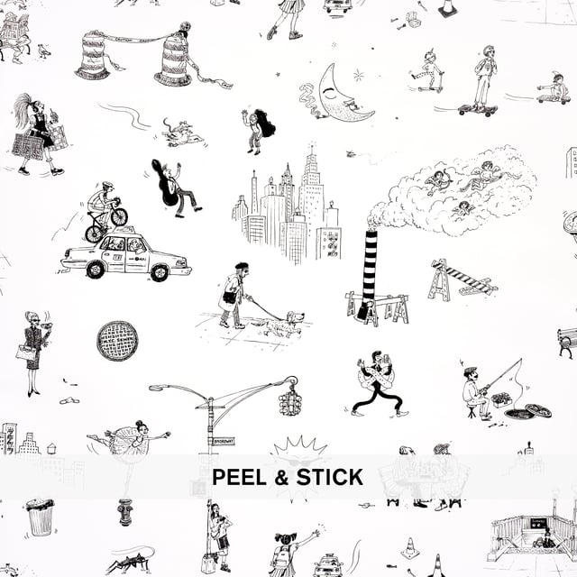 JOANA AVILLEZ'S STREET SCENES PEEL & STICK - BLACK & WHITE