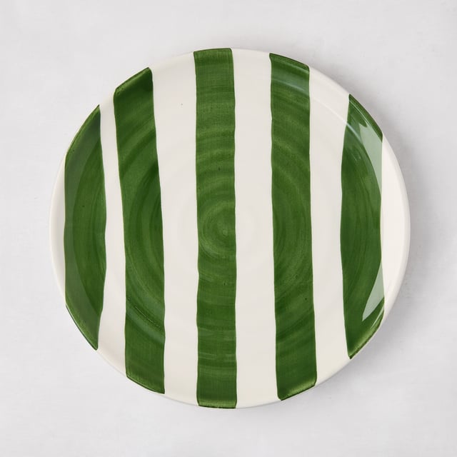 Green Striped Spiral Salad Plate