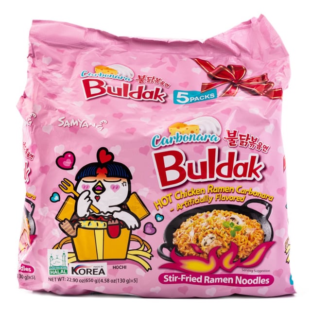 Samyang Buldak Ramen Carbonara Hot Chicken Flavor 4.58 oz*5 each