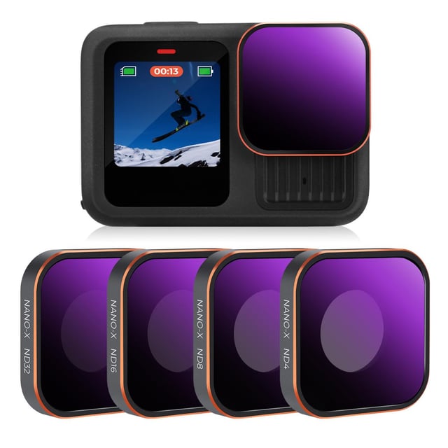 K&F Concept Gopro Hero 9/10/11/12/13 Action Camera Filter ND4 + ND8 + ND16 + ND32 4 Pieces Filter Set