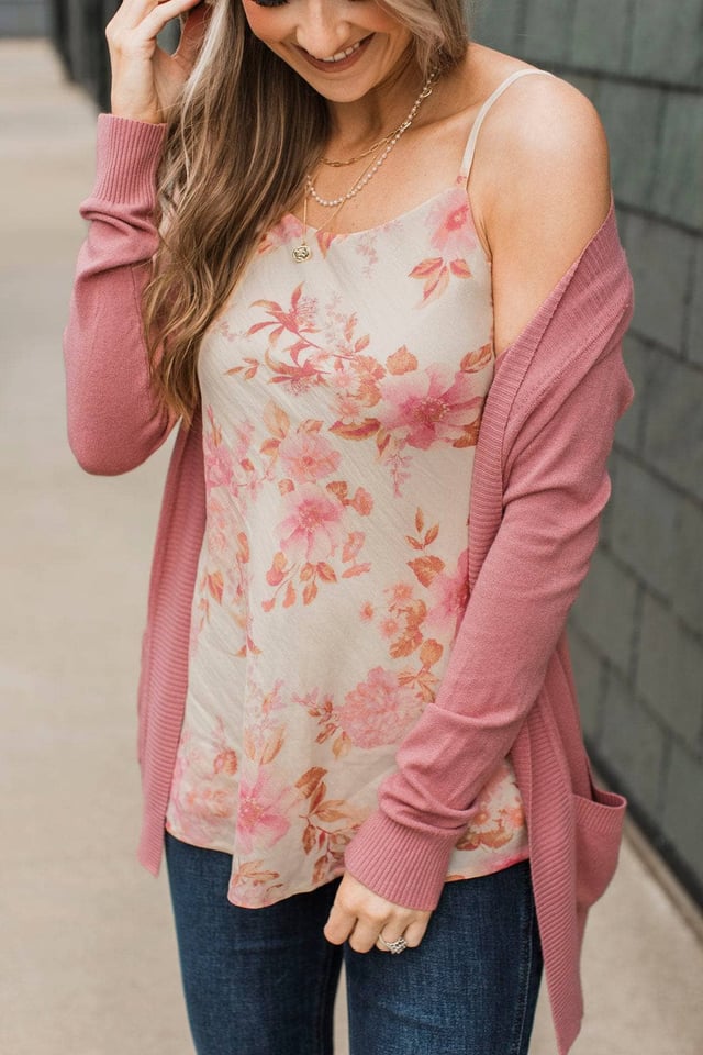 Sunshine In My Heart Floral Tank Top- Ivory & Peach