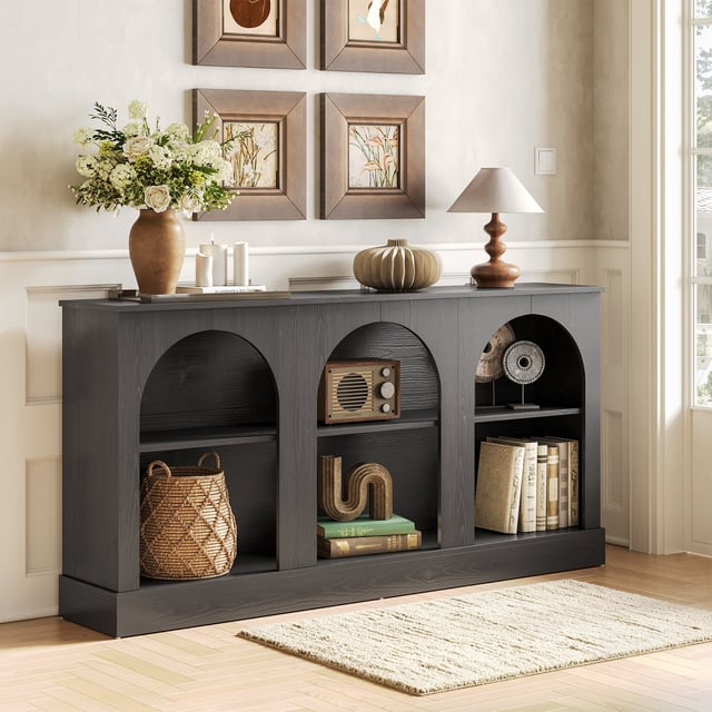 63" Console Table, Farmhouse Entryway Table with 3 Tier Storage