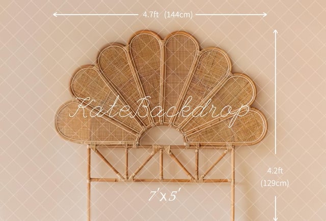 Kate Brown Bamboo Rattan Woven Petal Headboard Backdrop Designed by Emetselch