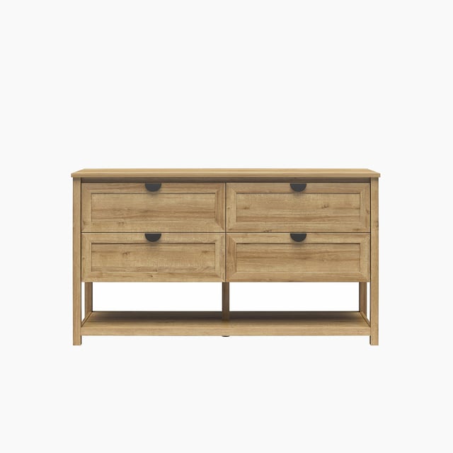 Primrose Wide 4 Drawer Dresser with Lower Shelf