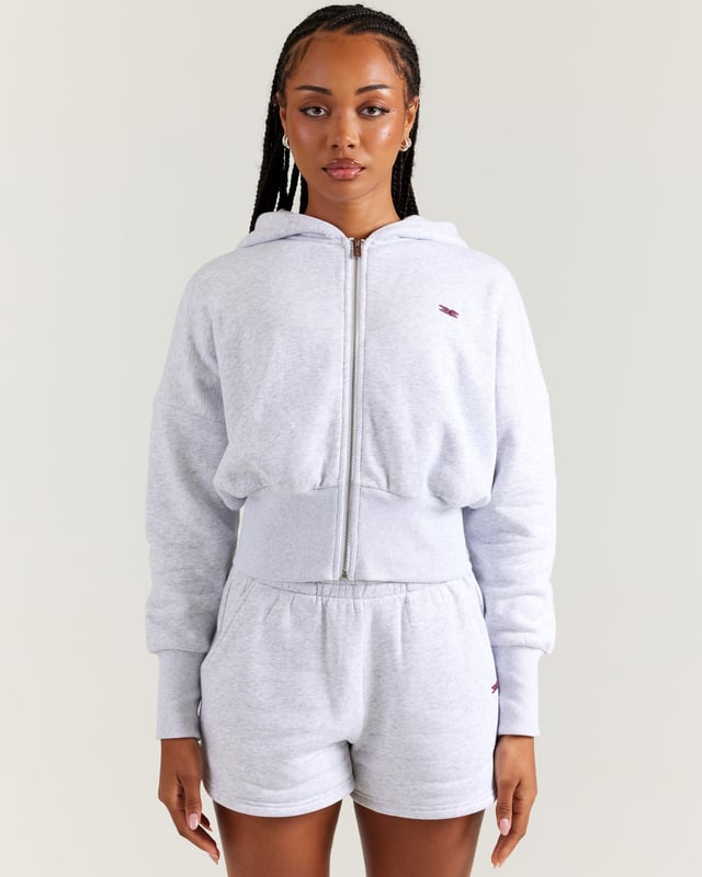 Omni Zip Through Hoodie - Grey Marle/Cherry Cola