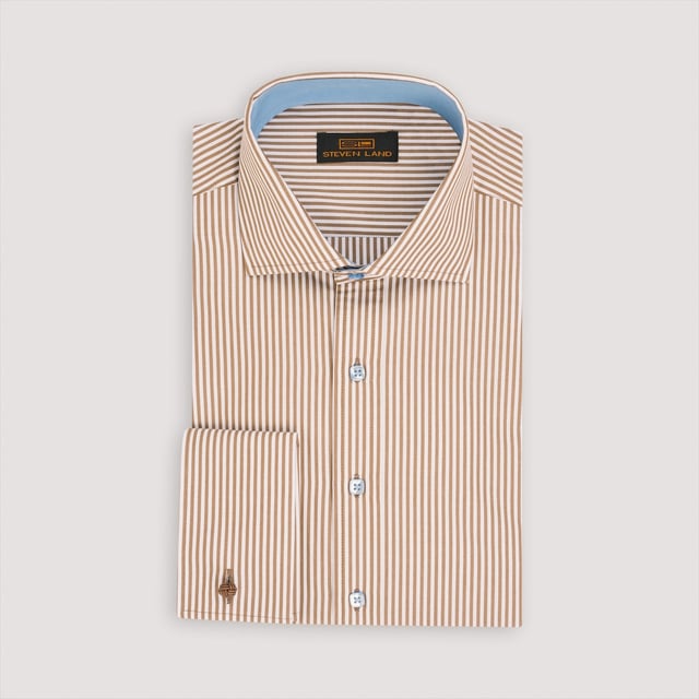 The Callum | Spread Collar | French Cuff | 100% Cotton | Brown